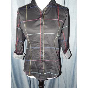 Women's Small New York & Company Black Plaid Button Down Shirt - New with Tags